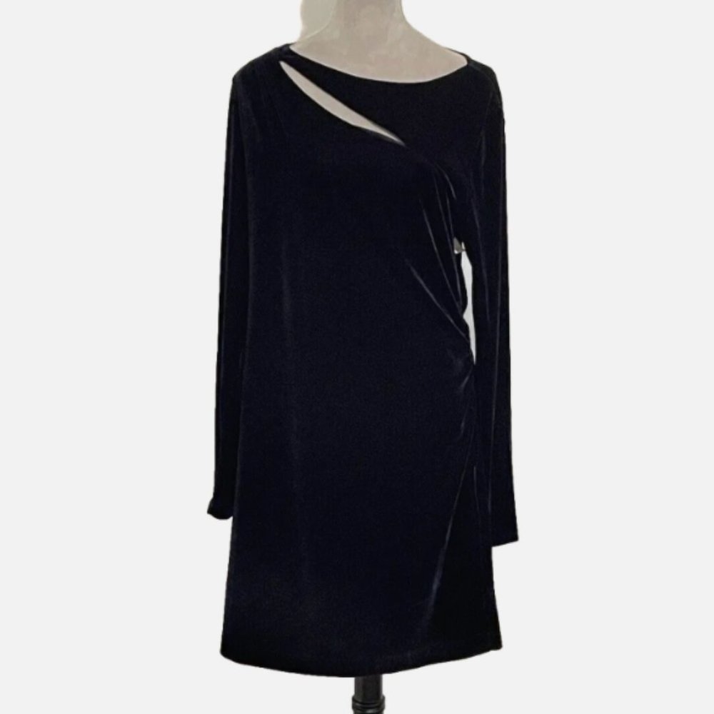 REISS  Katie Cut Out Velvet Mini Dress Size: 14